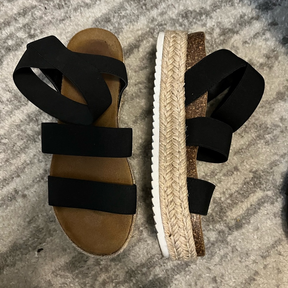 Black strappy espadrilles